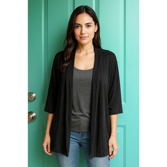 Chicos Travelers Size 3 US XL Cardigan Sweater Slinky Fabric With Pockets - Picture 1 of 8